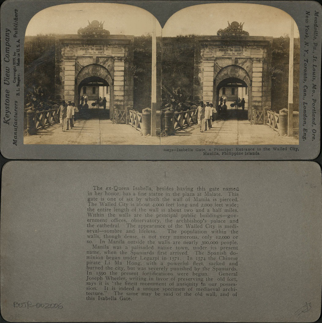 Isabella Gate, a Principal Entrance to the Walled City, Manila., Philippine Islands.